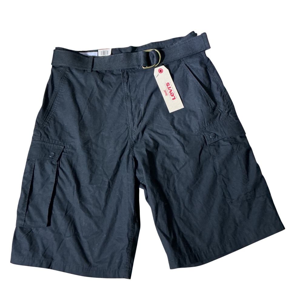 Levis Snap Cargo Shorts Mens 34 Black Belted Utility Gorpcore 135810010 New